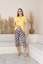Short Sleeve Buttoned Collar Bottom Capri Yellow Color Young Girl's Pajama Set - 2