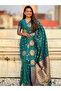 Teal & Gold Moonga Silk Saree with Zari Motifs - KTZ0000 | Blue - 3