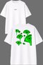 Cool Green Eyes Design Front and Back Printed White Oversize t Shirt