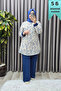 Women's Clothing Plus Size Buttoned Ring Pattern Tunic with Pants Double Set