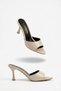 Women's Beige Patent Leather Pointed Toe Thin Evening Dress Shoes Goblet Heel High Shoes Comfortable Slippers Lightweight Mules
