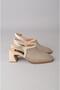 Select 2635 genuine leather heel women's shoe (heel height: 7 cm) beige - 2