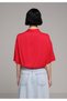 Fashion Fit Shirt Neck Plain Women's Red Short Sleeve Shirt - 2