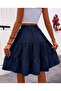 Women's Elastic Waist Layered Flared Skirt Viscose Cotton Fabric Boyy 55 cm - 4