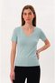 Organic Cotton Aqua Green Women's Short Sleeve V-Neck T-Shirt