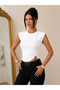 New Season Ottoman Fabric Side Gathered Bat Sleeve Women's Blouse - 4