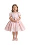 - Satin Flower Girl Dress with Bow - Pink - 5Y to 9Y