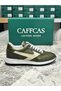 Genuine Leather Green Beige Combination Handmade Casual Sports Men's Shoes Prague - 2