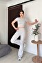 Set of 2 - Cropped Blouse with Bicycle Collar and Half Sleeves and Spanish-Style Pants - 4
