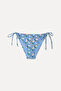 Women's Blue Patterned Tie-Up Bikini Bottom - 4