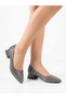Women's Platinum Stone Detailed Thick Heel Comfortable Fit Heeled Evening Dress Ballerina Shoes - 3
