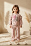 Girl's Kind Nature Printed Salmon Tracksuit Set with Ruffle Detail - Cotton Comfortable Cut Two-Thread Set