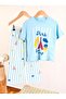 Boy's Cotton Blue Paris Printed T-Shirt and Striped Muslin Trousers Top and Bottom Set - 2