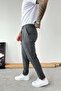 Dark Gray Regular Fit Fabric Trousers with Waist Rope Detail - 3