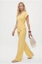 Women's Kelsey Asymmetrical Tie-Up Vest Elastic Waist Pants Woven Yellow Bottom-Top Set - 2