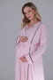 Powder Piping Design Cotton Fakir Sleeve Maternity Nightgown-Dressing Gown Set of 2 - 7