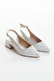 Brave 8884 White Stone Detailed Comfortable Women's Low Heeled Shoes - 2