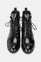 Women's Black Patent Leather Genuine Leather Short Heel Lace-Up Boots & Booties, Size 34-42 - 4