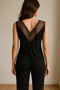Lace Detailed Deep V-Neck Silk Nightgown Set V7200 - 8