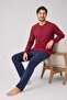Men's Long Sleeve 100% Cotton Pajama Set Claret Red - 5