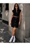 Women's Belted Double Pocket Buttoned Sleeveless Safari Mini Dress