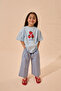 Strawberry Print Oversize Cotton T-Shirt Blue - 3