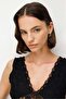 2099 Women's Transparent Lace V-Neck Strap Blouse Black - 7