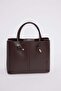 Women's Brown Knot and Gold Detailed Double Handle Baguette Hand and Shoulder Bag - 5