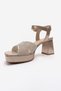 Bavena Gold Glitter Women's Platform Heeled Evening Dress Shoes - 6