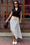 White Polka Dot Asymmetrical Women's Skirt Sh384 - 3