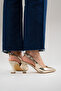 Women's Open Back Pointed Toe 7cm Heeled Shoes Black Skin - 8