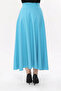 Baby Blue Dabıl Thick Crepe Fabric Long Skirt with Belt - 7