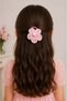 Set of 4 Glittery Satin Flower Hair Clips – Pearl Detailed Elastic Clip, Pink & Blue Girls' Hair Accessory - 3
