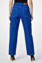 Women Wide Leg Solid Non Stretchable Jeans, Blue - 5