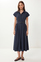 Belted Midi Shirt Dress Lub0367 Dark Blue - 3