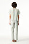Women's Viscose Lounge Serenity Striped Shirt & Pants Set - Light Green - 2