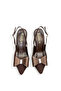 Women's High Heel Stiletto Brown Fabric Pointed Toe Open Back Satin Bow C2202 - 7