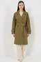 Women's Double Breasted Collar Belted Khaki Trench Coat - 4