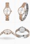 Silver & Rose Gold Metal Cord Women's Wristwatch with Cut Glass Detail - 3