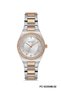Stone Detailed Double Color Metal Cord Rose Gold Framed Silver Dial Women's Wristwatch - 3