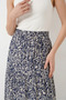Women's Patterned Viscose Navy Blue Skirt - 6