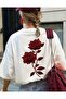 Women's Red Rose Printed Crew Neck T-Shirt