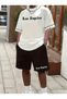 Los angeles special design printed men's premium oversize top and bottom set t-shirt and shorts set