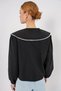 Women's Baby Collar Ruffled Edge Cotton Black Shirt - 7
