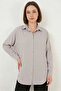 Women's Oversize Cut Basic Cotton Light Gray Shirt - 6