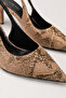 Women's Brown Snake Patterned Pointed Toe Thin Heeled Open Back Stiletto Shoes - 8
