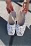 Mystera White Matte Leather Women's Slippers - 6