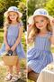 Girl's Striped Strap Dress with Hat Gift Comfortable Fit Summer Dress