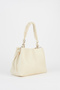 Women's Cream Faux Leather Knitted Strap Lined Zipper Closure Handbag and Shoulder Bag - 4