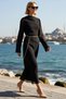 Women's Chiffon Maxi Dress Spanish Sleeve Crew Neck Chain Accessory Lined Woven Elegant Casual - 2